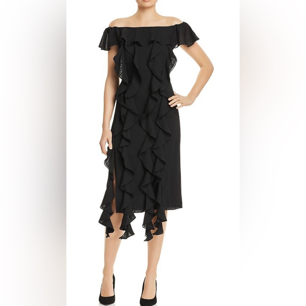 C/MEO COLLECTIVE - Dream State Off The Shoulder Sheath Dress In Black- Sz: S.